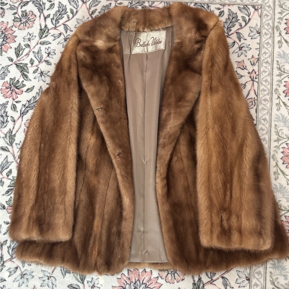 Bullocks Wilshire Women's Brown Mink Fur Coat Jacket